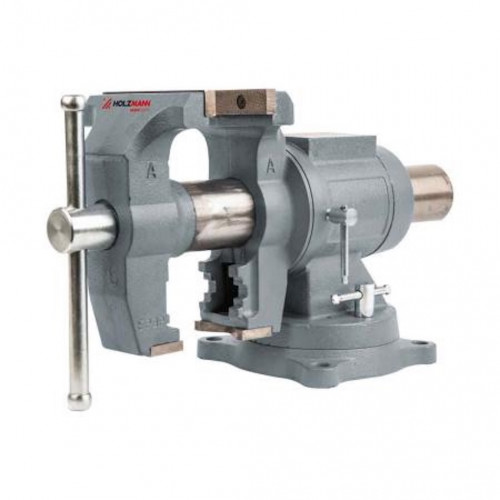 Étau d’établi avec base tournante – WBS125M – 125 mm – Ouverture 125 mm – Fonte – Enclume intégrée - Holzmann