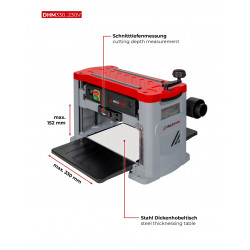 Raboteuse stationnaire – DHM330_230V – 330 mm – Table acier – 1500 W – Lames réversibles – 230 V de marque Holzmann, référence: B9070000
