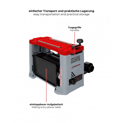 Raboteuse stationnaire – DHM330_230V – 330 mm – Table acier – 1500 W – Lames réversibles – 230 V - Holzmann