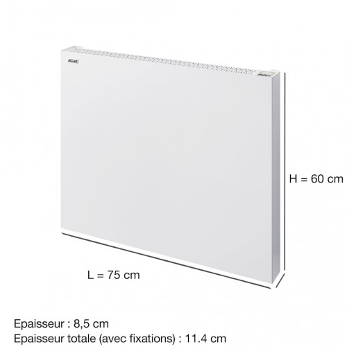 Radiateur électrique connecté à inertie sèche - Arlan blanc - 2000 W - horizontal - ACOVA