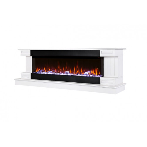 Cheminée électrique – Arizona & Dalas Maxi blanc – 1500 W – flamme multicolore + bûches & cristaux - ArtFlame