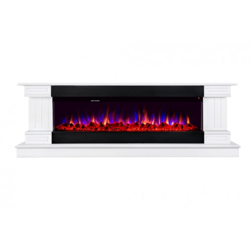 Cheminée électrique – Arizona & Dalas Maxi blanc – 1500 W – flamme multicolore + bûches & cristaux - ArtFlame