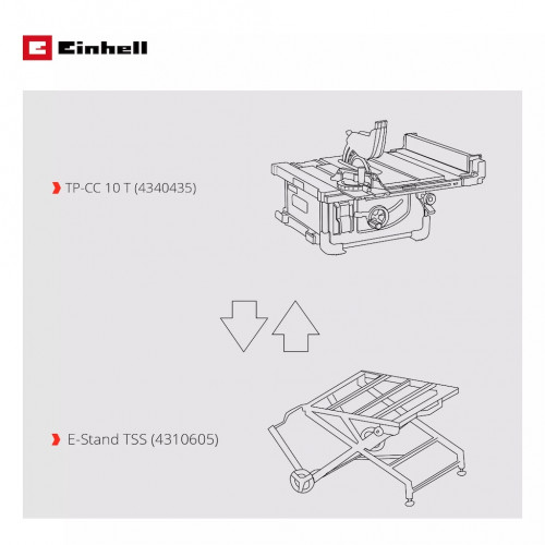 Support pour scie circulaire – E-Stand TSS – Acier – Hauteur réglable 57 à 62 cm – Charge max. 200 kg – Repliable – Roulettes in - EINHELL 