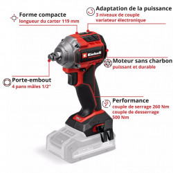 Visseuse à chocs sans fil – TP-CW 18/260-C Li BL-Solo - 18 V - 260 Nm - brushless - avec douilles - EINHELL