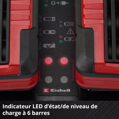 Chargeur double rapide – Power X-Twincharger 4A - 18 V - 2 ports - LED - recharge simultanée - EINHELL