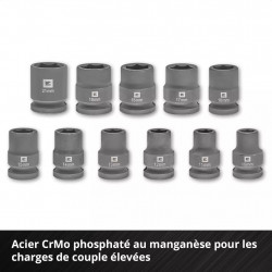 Jeu de douilles à impact – 12 pièces – 1/2” – 10 à 21 mm + rallonge 125 mm – acier CrMo - EINHELL 