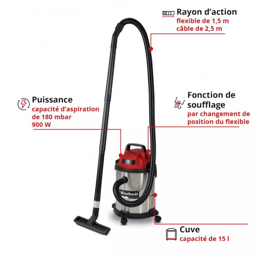 Aspirateur eau et poussières - TC-VC 1540 S - EINHELL 