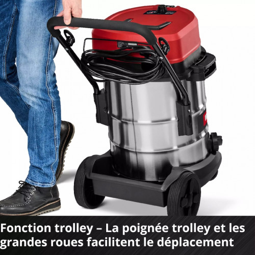 Aspirateur eau et poussières – 50 L – 230 mbar – 1 300 W – Filtre HEPA – Classe L – Cuve inox - EINHELL