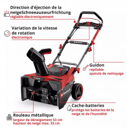 Fraise à neige sans fil – GP-ST 36/53 Li E BL-Solo – 36 V – Largeur 53 cm – Éjection réglable 220° – Moteur Brushless – Sans bat - EINHELL