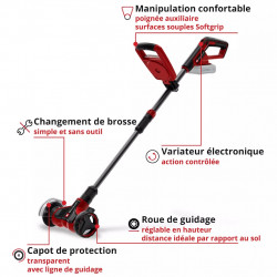 Nettoyeur de joints sans fil – GE-CC 18/110 Li E-Solo – 18 V – Variateur électronique – Capot de protection – Manche télescopiqu - EINHELL 