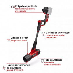 Souffleur de feuilles sans fil – GP-LB 36/270 Li E BL-Solo – 36 V – 270 km/h – Débit 1.100 m³/h – Tête orientable - EINHELL