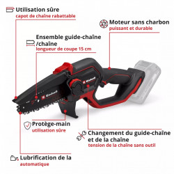 Tronçonneuse sur batterie – GP-PS 18/20 Li BL-Solo - 15 cm - Brushless - 8 m/s - 18 V - EINHELL