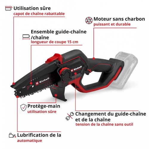 Tronçonneuse sur batterie – GP-PS 18/20 Li BL-Solo - 15 cm - Brushless - 8 m/s - 18 V - EINHELL