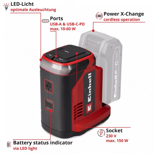 Station d'énergie portable – TC-ES 18/150/1 Li-Solo – 18V – Power X-Change – Einhell - EINHELL 