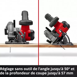Scie circulaire portative sans fil – TE-CS 18/165-2 Li – Ø 165 mm – 18 V – Profondeur 57 mm – Angle réglable – LED – Raccord asp - EINHELL