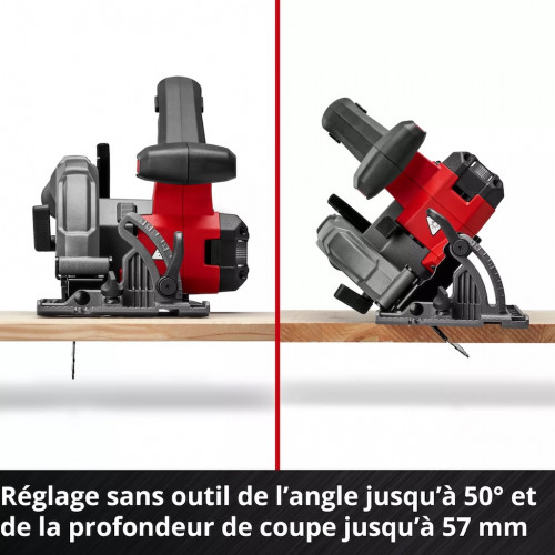 Scie circulaire portative sans fil – TE-CS 18/165-2 Li – Ø 165 mm – 18 V – Profondeur 57 mm – Angle réglable – LED – Raccord asp - EINHELL