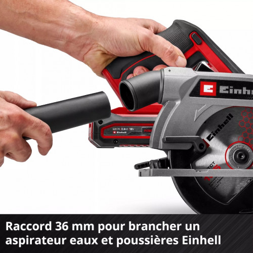 Scie circulaire portative sans fil – TE-CS 18/165-2 Li – Ø 165 mm – 18 V – Profondeur 57 mm – Angle réglable – LED – Raccord asp - EINHELL