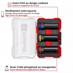 Jeu de douilles à impact – 3 pièces – 1/2” – 17/19/21 mm – avec protection jantes – acier CrMo - EINHELL 