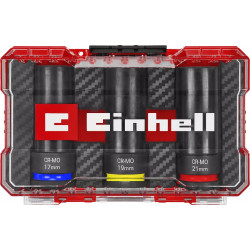 Jeu de douilles à impact – 3 pièces – 1/2” – 17/19/21 mm – avec protection jantes – acier CrMo - EINHELL 