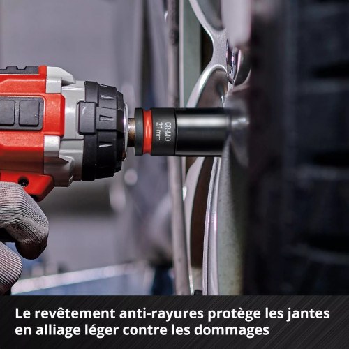 Jeu de douilles à impact – 3 pièces – 1/2” – 17/19/21 mm – avec protection jantes – acier CrMo - EINHELL 