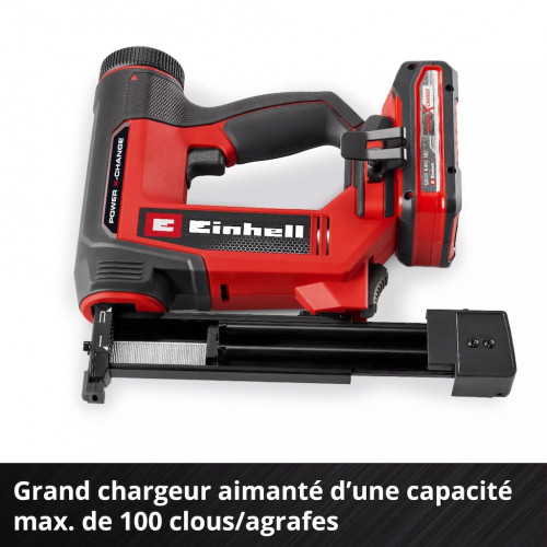 Agrafeuse-cloueuse sans fil – TE-CN 18/32 Li-Solo – 18 V – 2-en-1 clous et agrafes – 20 coups/min – Réglage de profondeur – Char - EINHELL