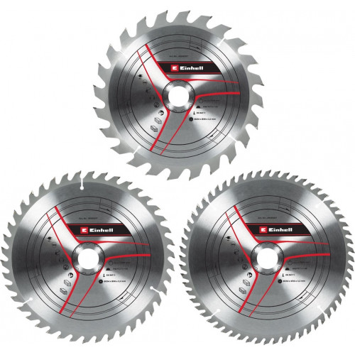 Jeu de lames de scie circulaire carbure – Ø254 x 30 x 3,2 mm – 24, 42, 60 dents - EINHELL