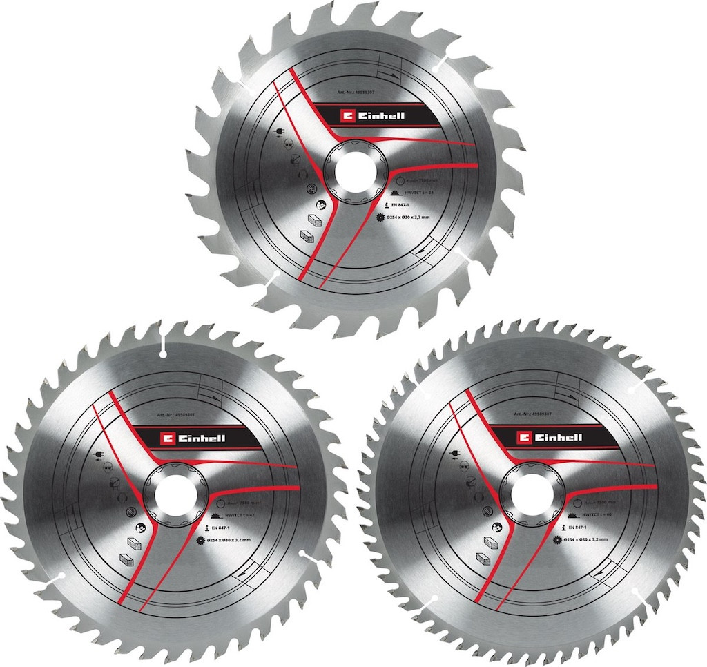 Jeu de lames de scie circulaire carbure ? Ø254 x 30 x 3 2 mm ? 24 42 60 dents - vue 2
