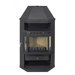 Poêle à bois d’angle - LINAM noir - 10,6 kW - 170 m³ - Classe A - Design panoramique et haut rendement - Eider Biomasa