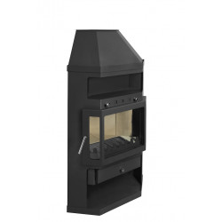 Poêle à bois d’angle - LINAM noir - 10,6 kW - 170 m³ - Classe A - Design panoramique et haut rendement - Eider Biomasa