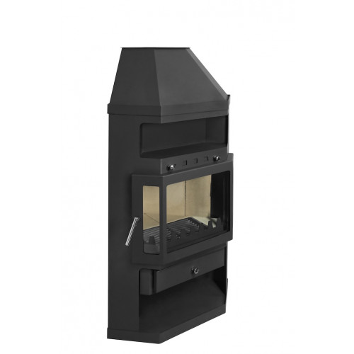 Poêle à bois d’angle - LINAM noir - 10,6 kW - 170 m³ - Classe A - Design panoramique et haut rendement - Eider Biomasa