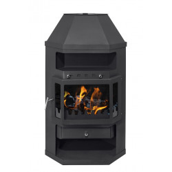 Poêle à bois d’angle - LINAM noir - 10,6 kW - 170 m³ - Classe A - Design panoramique et haut rendement - Eider Biomasa