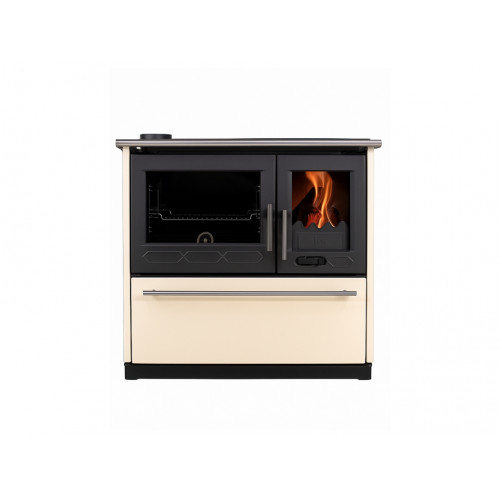 Poêle à bois d’angle 10 kW –  COCINA 170 m³ – Rendement 80 % – Sortie Ø130 mm – Classe énergétique A – Acier – Avec espace de ra - Eider Biomasa