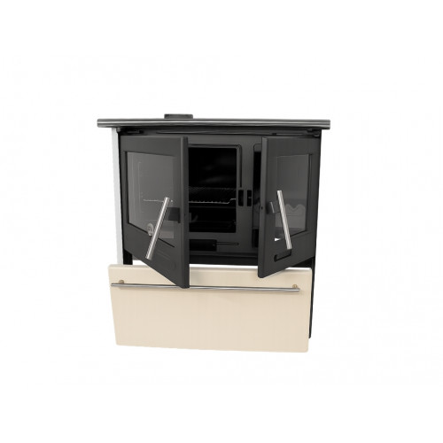 Poêle à bois d’angle 10 kW –  COCINA 170 m³ – Rendement 80 % – Sortie Ø130 mm – Classe énergétique A – Acier – Avec espace de ra - Eider Biomasa