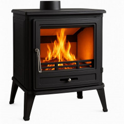 Poêle à bois - IRIS gris fonte - 620 x 470 x 740 mm - sortie Ø150 mm - 10 kW - 170 m³ - rendement 82 % - Eider Biomasa