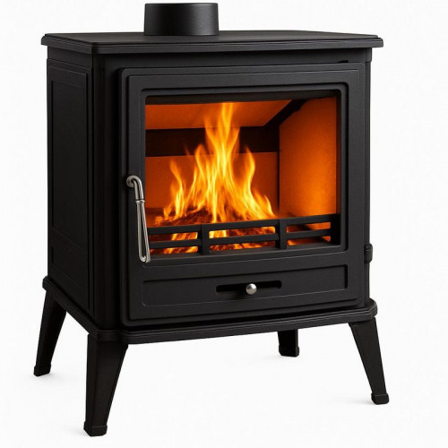 Poêle à bois - IRIS gris fonte - 620 x 470 x 740 mm - sortie Ø150 mm - 10 kW - 170 m³ - rendement 82 % - Eider Biomasa