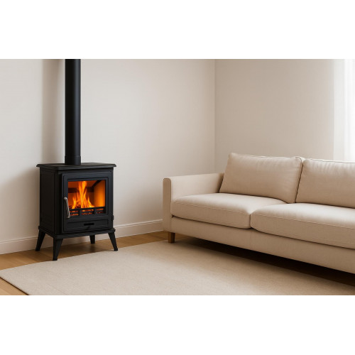 Poêle à bois - IRIS gris fonte - 620 x 470 x 740 mm - sortie Ø150 mm - 10 kW - 170 m³ - rendement 82 % - Eider Biomasa