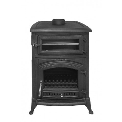 Poêle à bois avec four - ANTARES fonte - 740 x 515 x 845 mm - sortie Ø130 mm - 24 kW - 305 m³ - rendement 75 % - Eider Biomasa