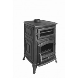 Poêle à bois avec four - ANTARES fonte - 740 x 515 x 845 mm - sortie Ø130 mm - 24 kW - 305 m³ - rendement 75 % - Eider Biomasa