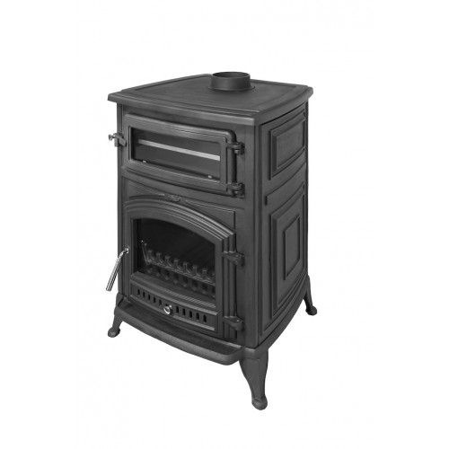 Poêle à bois avec four - ANTARES fonte - 740 x 515 x 845 mm - sortie Ø130 mm - 24 kW - 305 m³ - rendement 75 % - Eider Biomasa