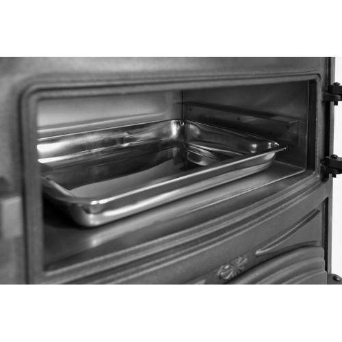 Poêle à bois avec four - ANTARES fonte - 740 x 515 x 845 mm - sortie Ø130 mm - 24 kW - 305 m³ - rendement 75 % - Eider Biomasa