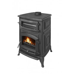 Poêle à bois avec four - ANTARES fonte - 740 x 515 x 845 mm - sortie Ø130 mm - 24 kW - 305 m³ - rendement 75 % - Eider Biomasa