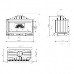 Foyer à bois - Hogar 90 - 12,7 kW - rendement 78 % - Ø180 mm - Eider Biomasa