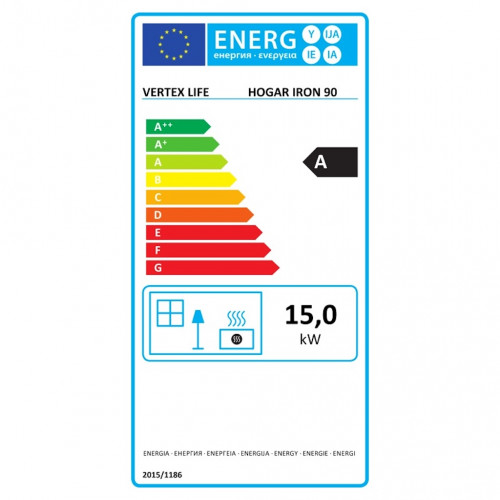 Foyer à bois - Hogar 90 - 12,7 kW - rendement 78 % - Ø180 mm - Eider Biomasa