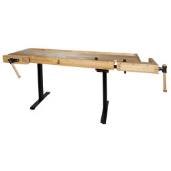 Établi bois hauteur réglable électriquement – WB210ELIFT_230V – 1885 x 615 mm – 70 kg – 2 presses de marque Holzmann, référence: B9099700