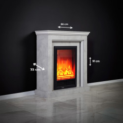 Cheminée électrique décorative – RETRO EF1 – 1800 W - télécommande - effet flamme LED 4 couleurs - gris - DLC Home