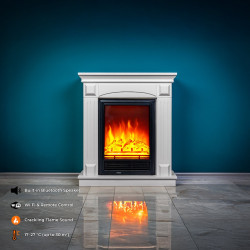 Cheminée électrique décorative – SANTORINI – 1800 W - télécommande - effet flamme LED - Blanc - DLC Home