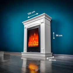 Cheminée électrique décorative – SANTORINI – 1800 W - télécommande - effet flamme LED - Blanc - DLC Home