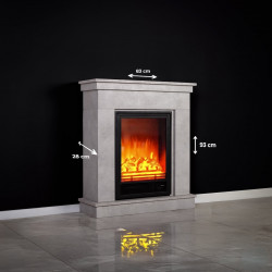 Cheminée électrique décorative – LEMBONGAN– 1800 W - télécommande - effet flamme LED - blanc - DLC Home