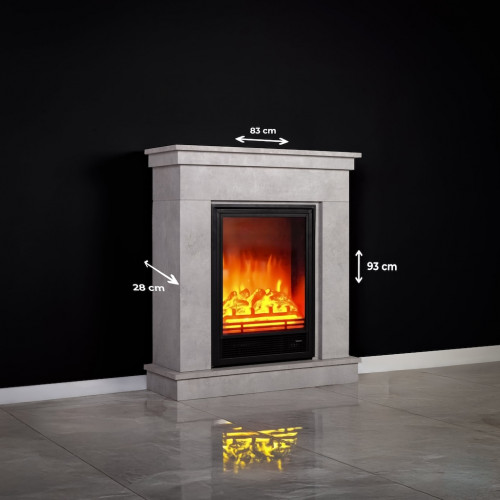 Cheminée électrique décorative – LEMBONGAN– 1800 W - télécommande - effet flamme LED - blanc - DLC Home