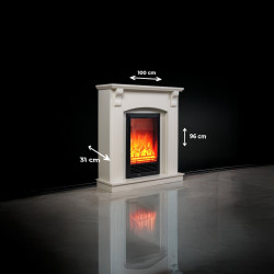 Cheminée électrique décorative – COLUMN – 1800 W - télécommande - effet flamme LED - blanc - DLC Home